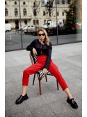 Elegant trousers with pleats, red 50270 - Online store - Boutique